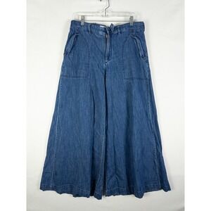 Pilcro Anthropologie Wide Leg Jeans Womens 29 Blue Cropped Culotte Sailor